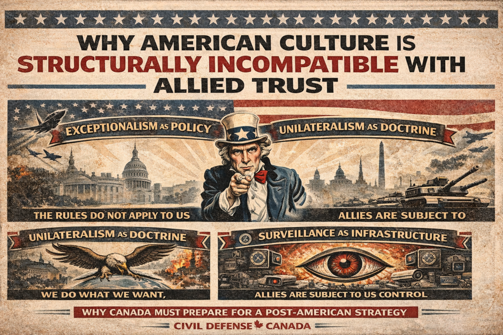 A header image depicting Why American Culture Is Structurally Incompatible With Canadian Sovereignty